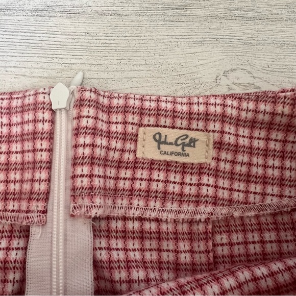 John Galt Skirt Women S Red White Plaid Mini Slit Fitted Y2K Brandy Melville - Picture 6 of 8